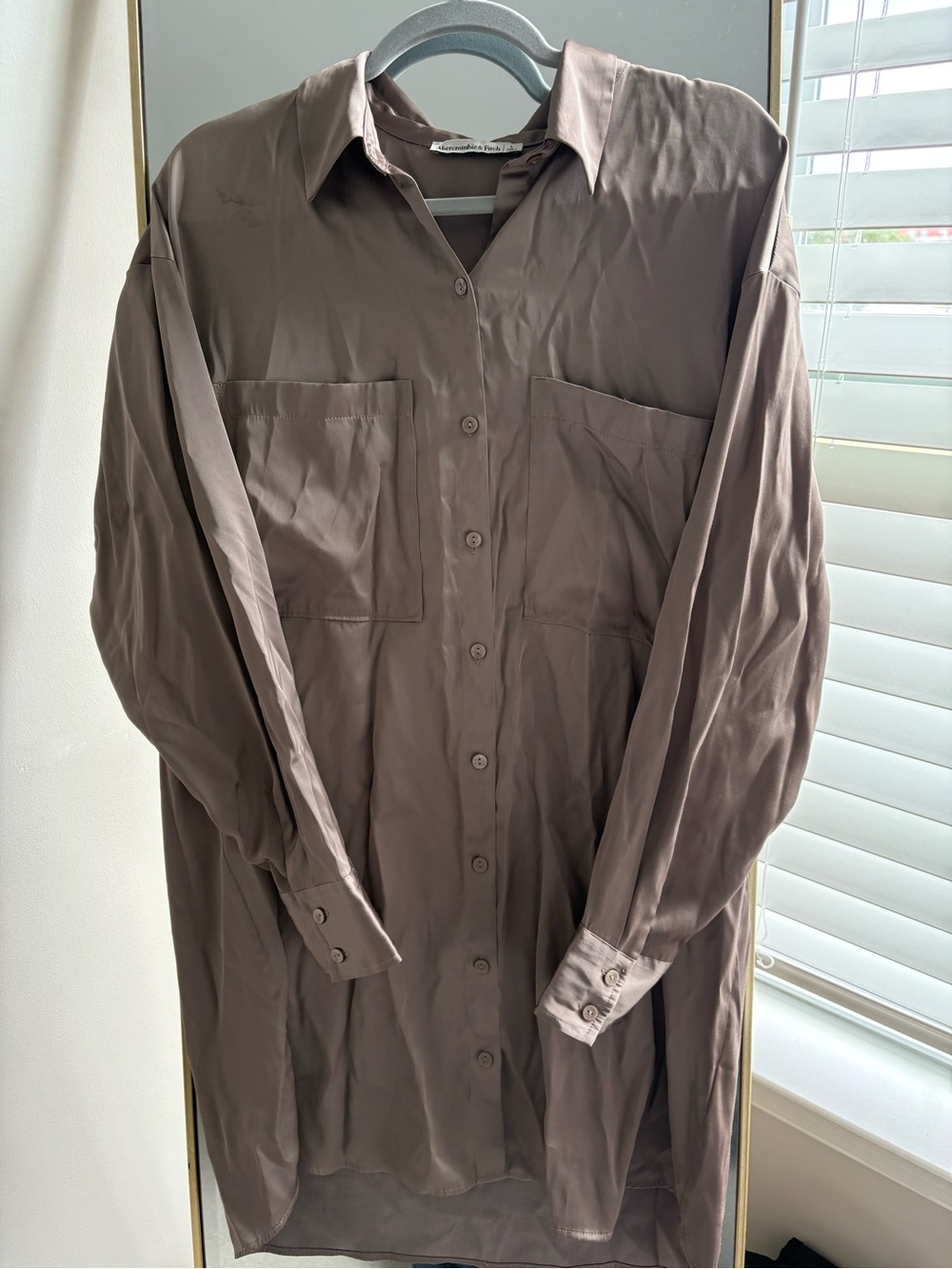 Abercrombie & Fitch Soft Taupe Button-Up Dress size L